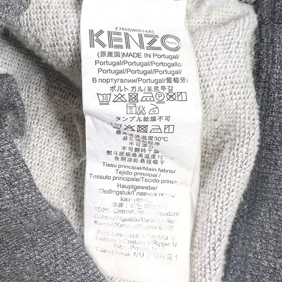 KENZO Tiger Head Embroidered Gray Crewneck Sweatshirt Size Medium
